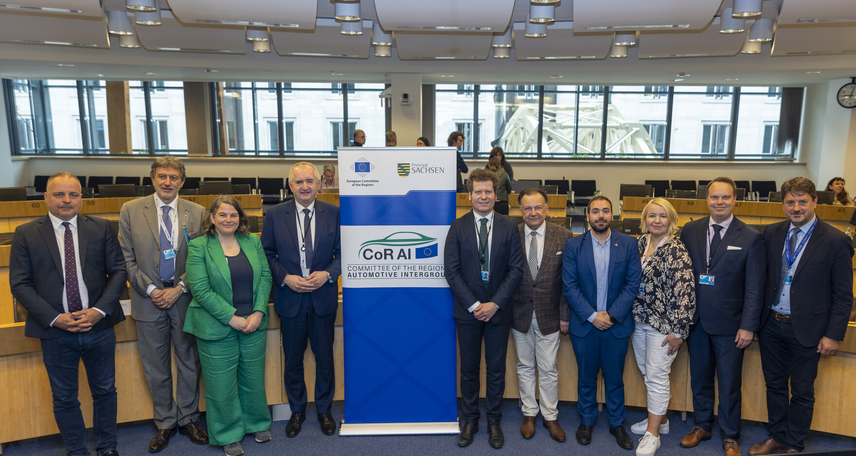 CoRAI members and guests on 20 June 2024, from left to right: Juraj Droba, Marco Marsilio, Judith Kirton-Darling, Thomas Schmidt, Matteo Luigi Bianchi, Adam Struzik, Sergio Pérez García, Anne Karjaleinen, Pekka Komu and Adrian Teban (CoR).